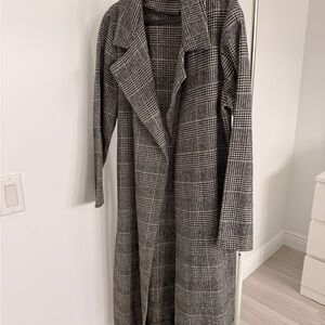 Gray Plaid Long Coat